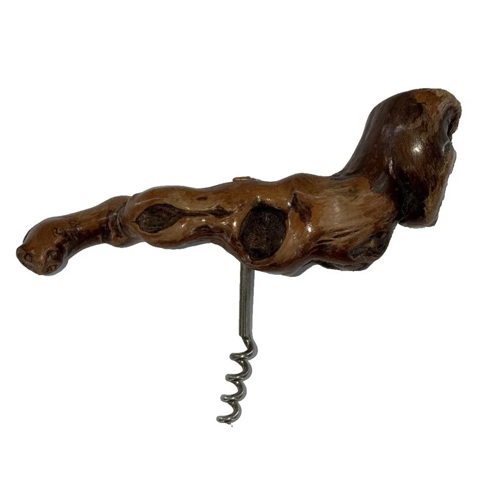 French Burl Wood Cork‎ Screw Laurent Siret Wine Opener Rustic Vintage